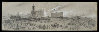 The View from Lake Michigan Near the Chicago River During the Chicago Fire of 1871 by Alfred Rudolph Waud